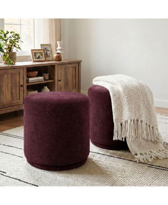 18.5" Swivel Ottoman Footstools Set of 2, Round Accent Stools, 360-Degree Swivel Vanity Stools