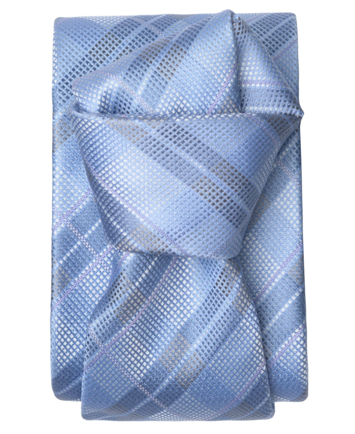 Elizabetta Men's Moscato Plaid Silk Jacquard Tie - Sky blue