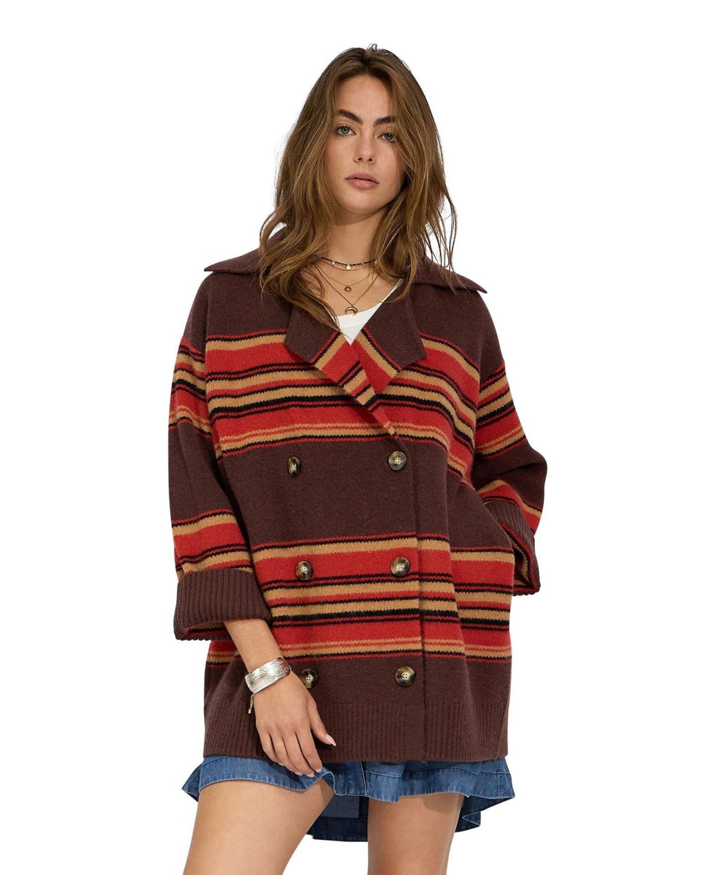 Женский свитер Belle & Bloom So Many Likes Oversized Knitted Cardi, цвет: Шоколадный — фото 2