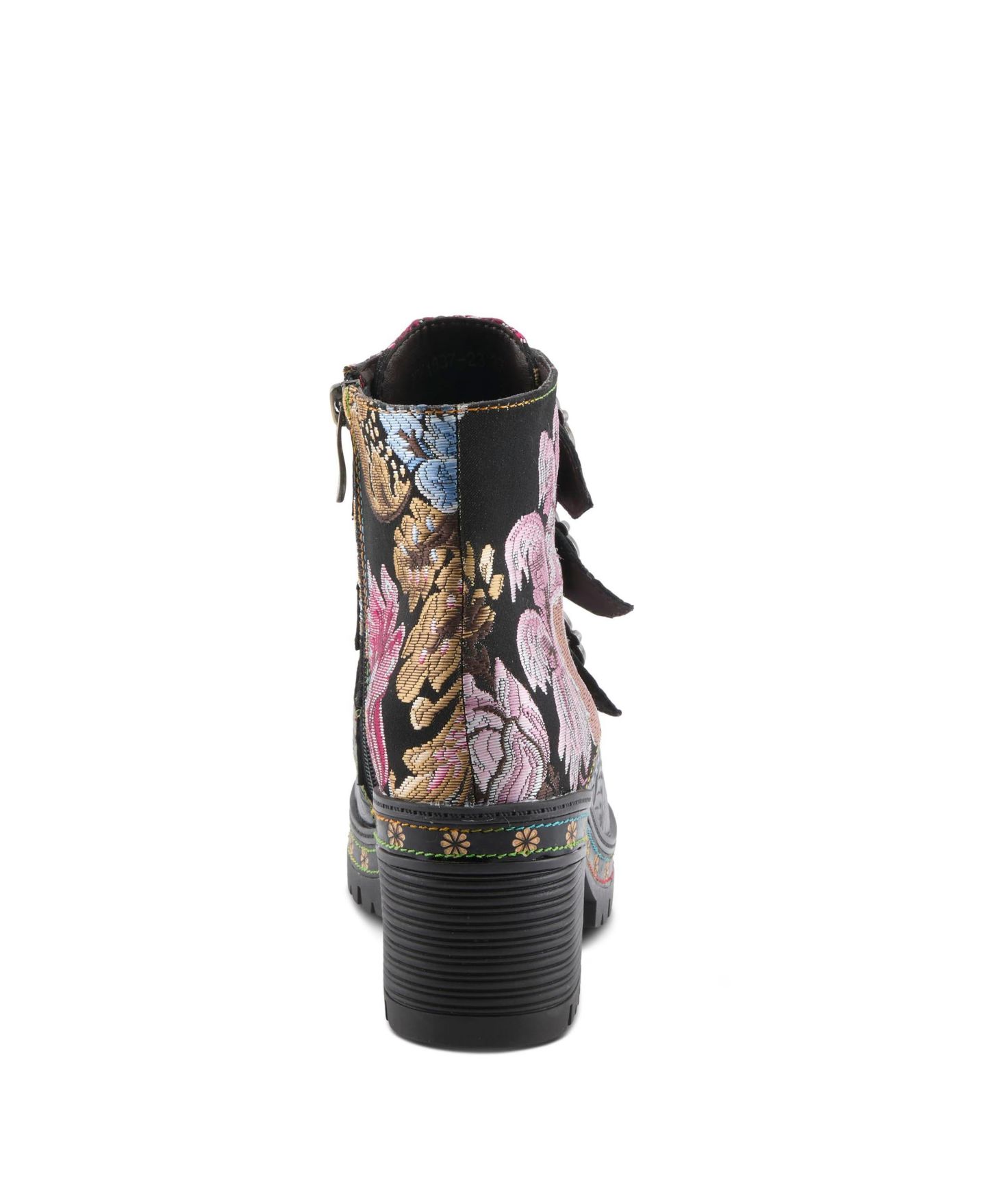 Женские ботинки L'Artiste Spring Step Brazza Platform Bootie with Floral Embroidery, цвет: Чёрный разноцветный — фото 4