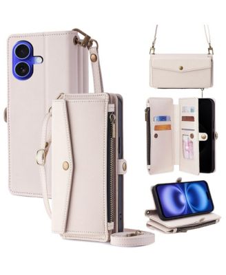 Card Holder Shoulder Strap Wallet Case for iPhone 12-17