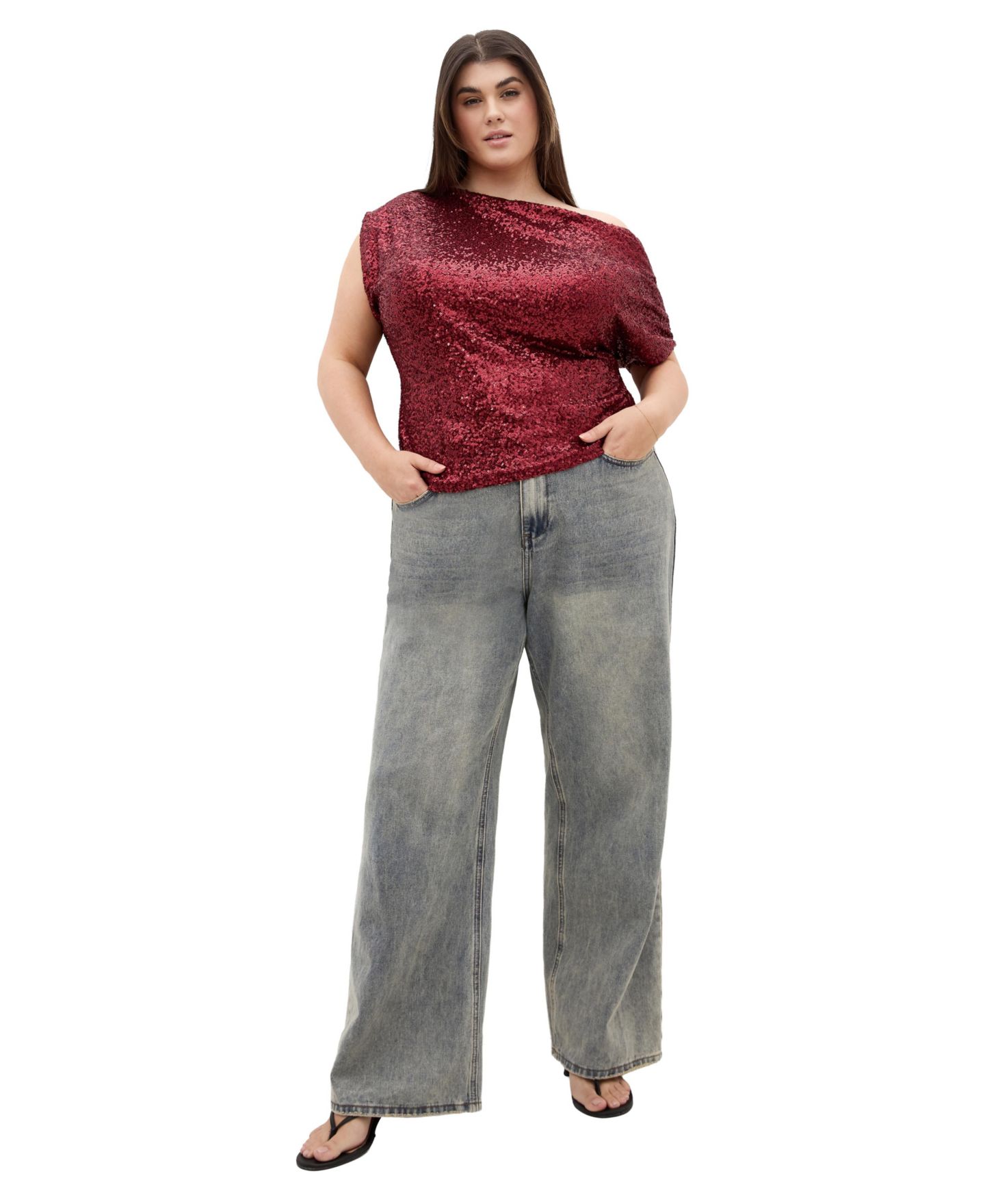 Женский топ CITY CHIC Adorn Sequin, цвет: Ягодный — фото 3