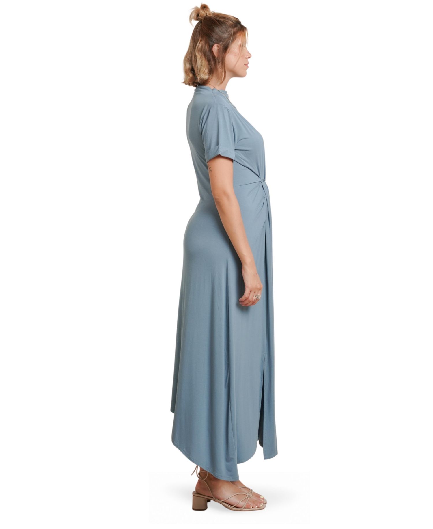 Talia Twist Mock Neck Front Slit Dress