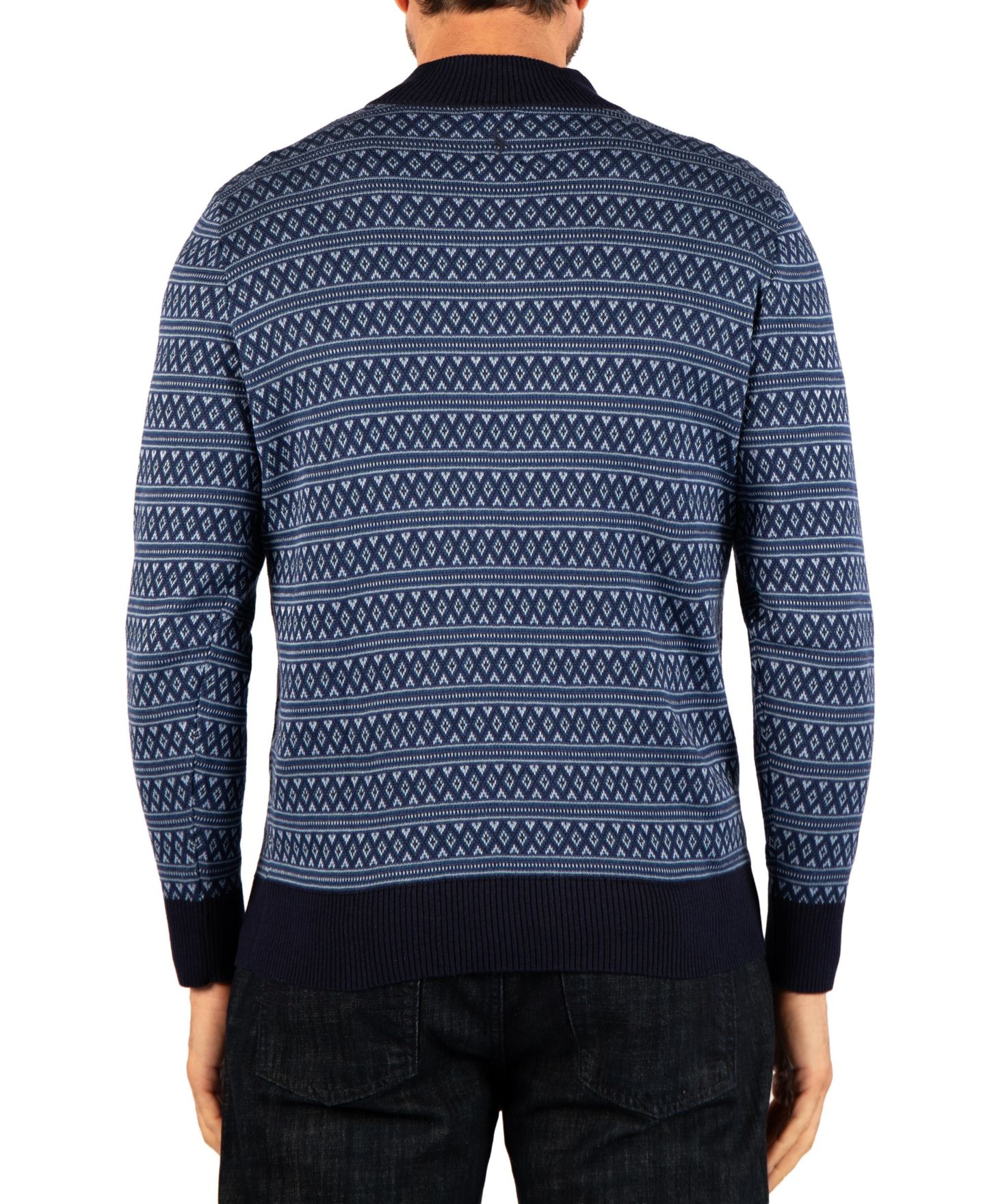 Мужской свитер Tailorbyrd Fairisle Quarter Zip, цвет: Джинсовый — фото 2