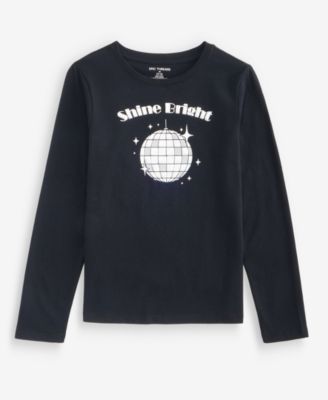 Girls' XS-XL Shine Bright Long-Sleeve Graphic Fitted T-Shirt