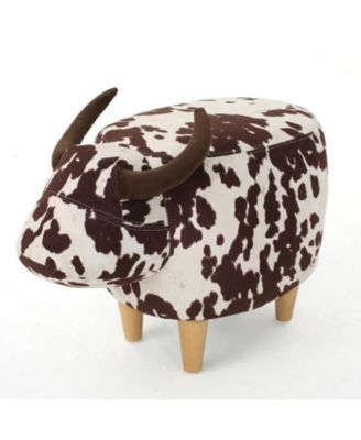 Cow-Shaped Animal Ottoman Footstool, Modern Accent Stool for Living Room Bedroom