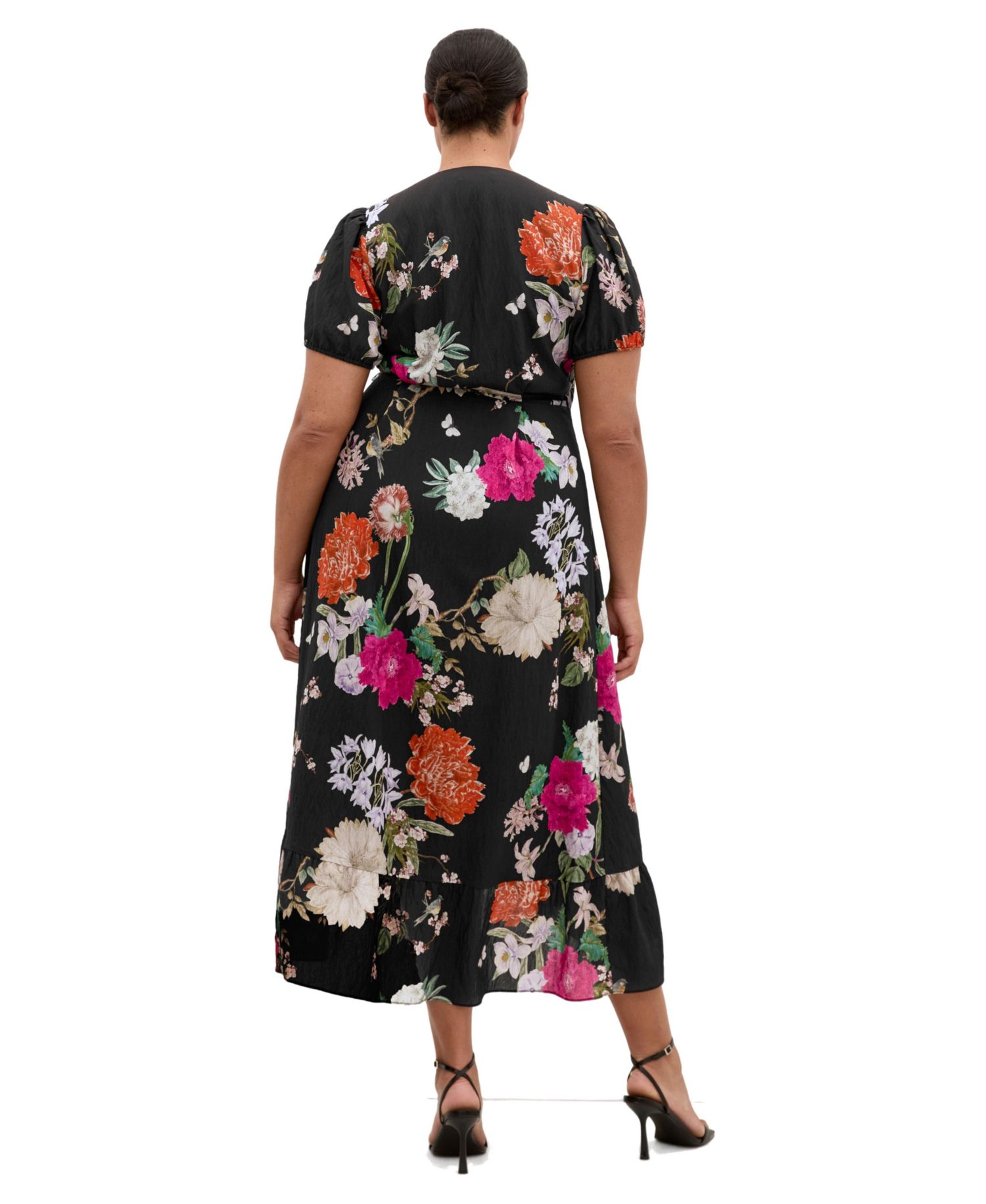 Plus Size Belle Floral-Print V-Neck Short-Sleeve Wrap Dress