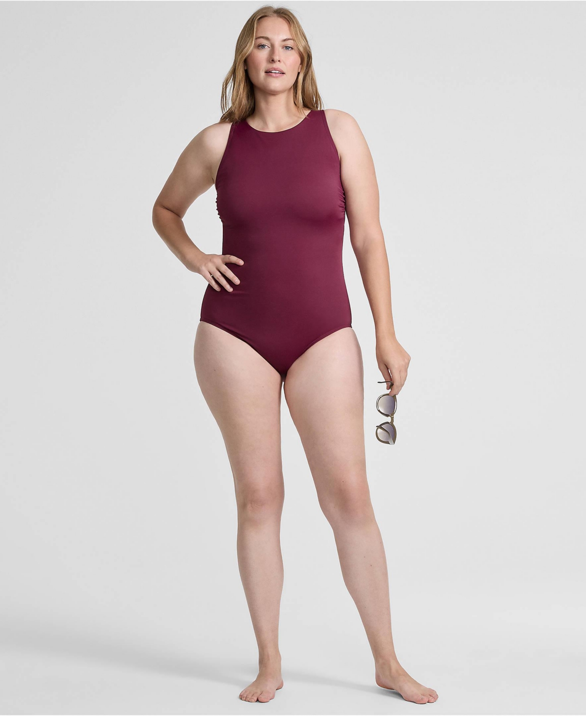 Lands' End Women's Tugless High Neck Portrait Back One Piece Swimsuit