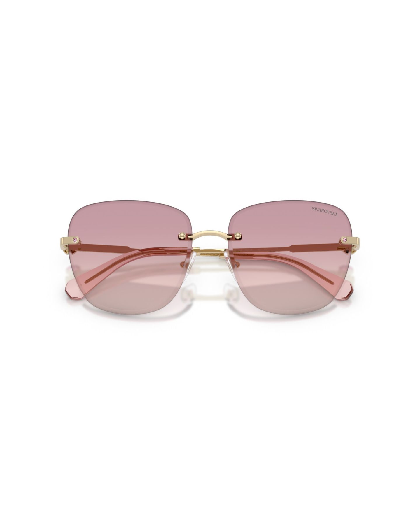 Женские солнцезащитные очки Swarovski Rimless Square Sunglasses SK7043, цвет: Бледный золотой — фото 5