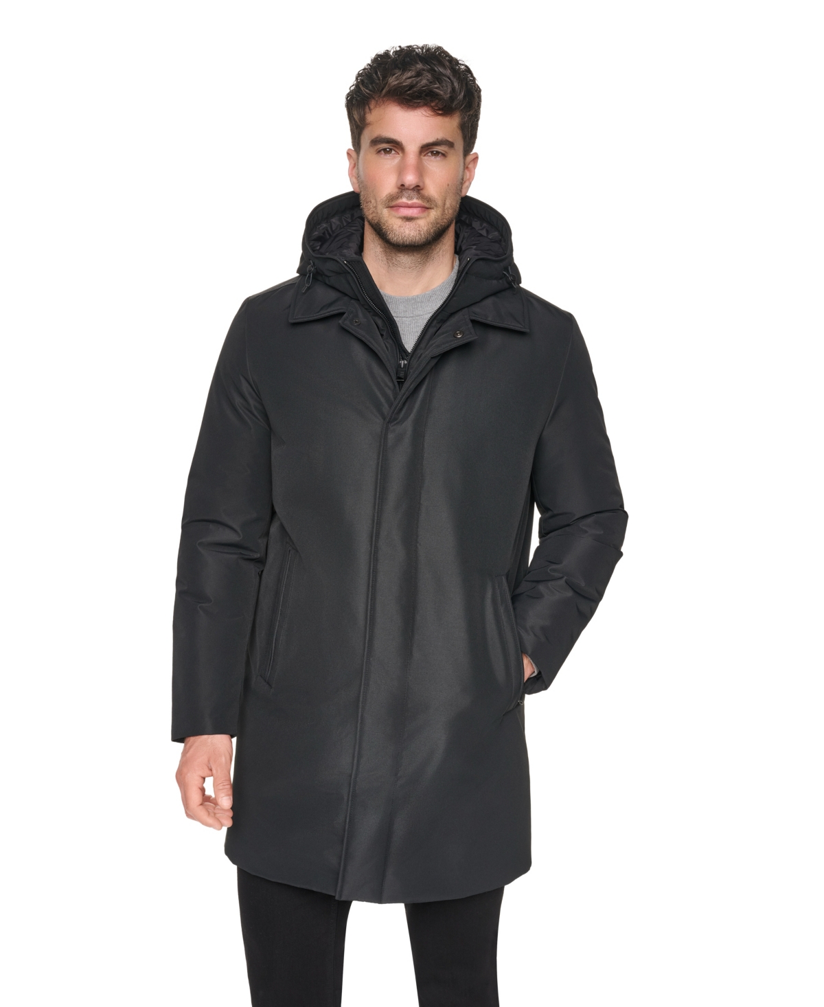 Marc New York Men's Gallatin Hooded Mid-Length Coat - Black