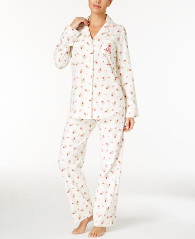 Lauren Ralph Lauren Brushed Twill Notch Collar Pajama Set