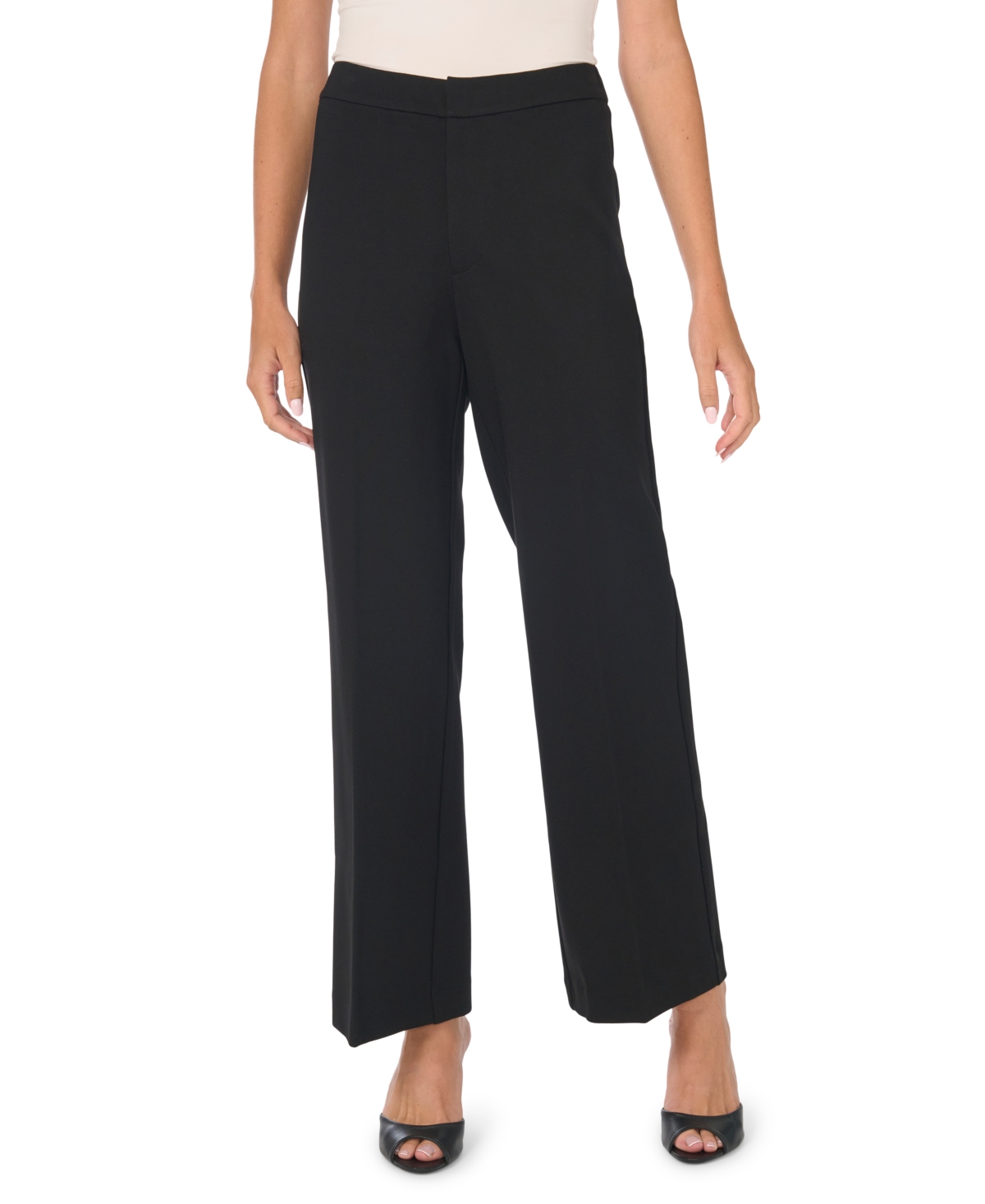 Cece Women's Mid Rise Wide Leg Pants In Rich Black
