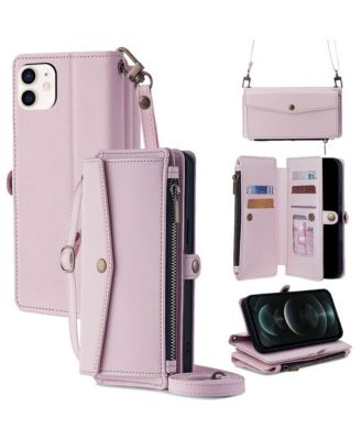 Removable Wrist and Crossbody Straps Wallet Phone Case for iPhone 12-17