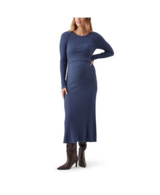 Maternity Eden Ribbed-Knit Long-Sleeve Nursing Dress