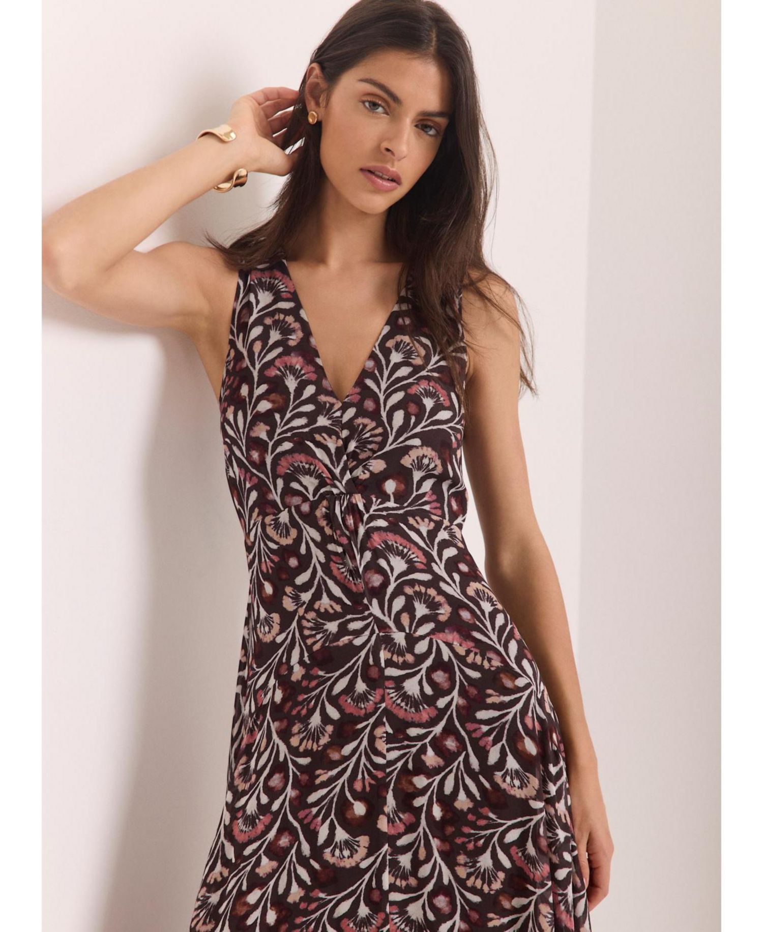 Women's Floral-Print V-Neck Maxi Dress