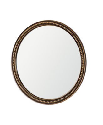 Vintage Beaded Round Wall Mirror Decorative Circular Vanity Mirror Elegant Bead Frame Wall Mounted Mirror Classic Art Decor for Home Decoration