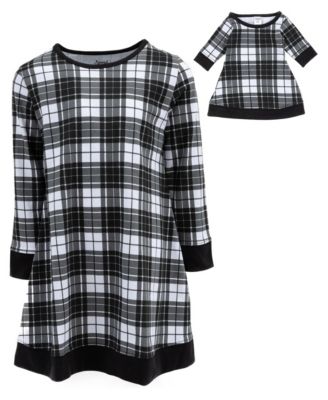 Girls' 4-16 Long-Sleeve A-Line Matching-Doll Girl and Doll Dress, 2-Piece Set