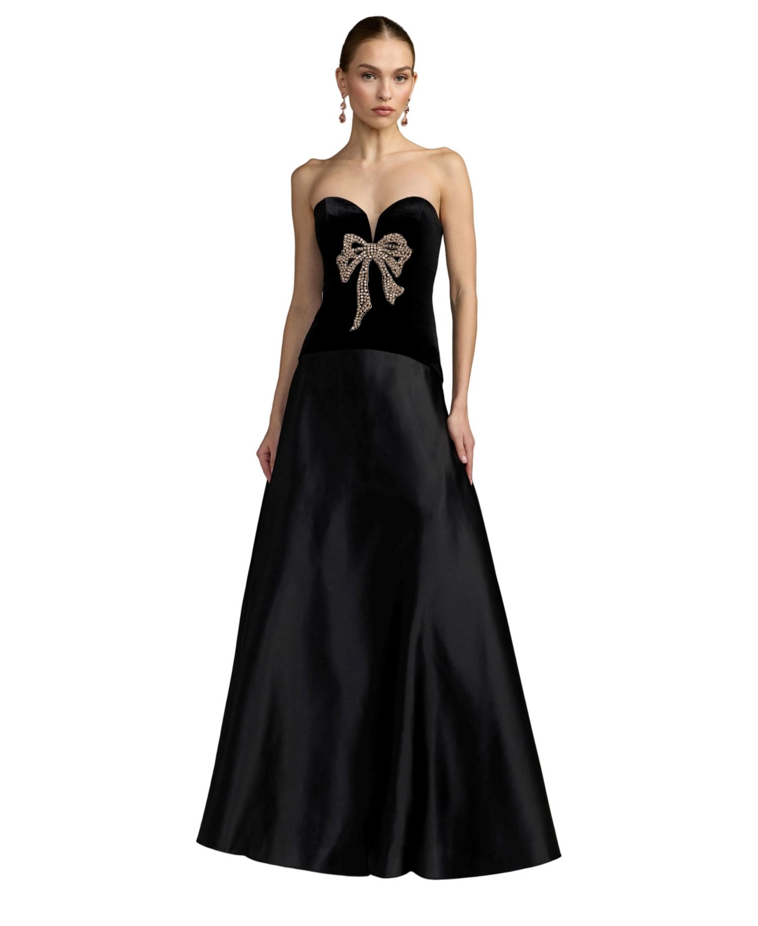 Women's Strapless Velvet Bow-Detail Ball Gown