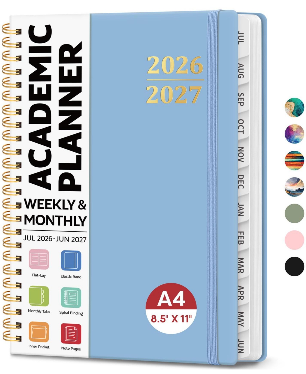 Danrong Academic Planner Weekly Monthly Hardcover Organizer with Tabs for Students Teachers - D.blue (8.5"x11") a4