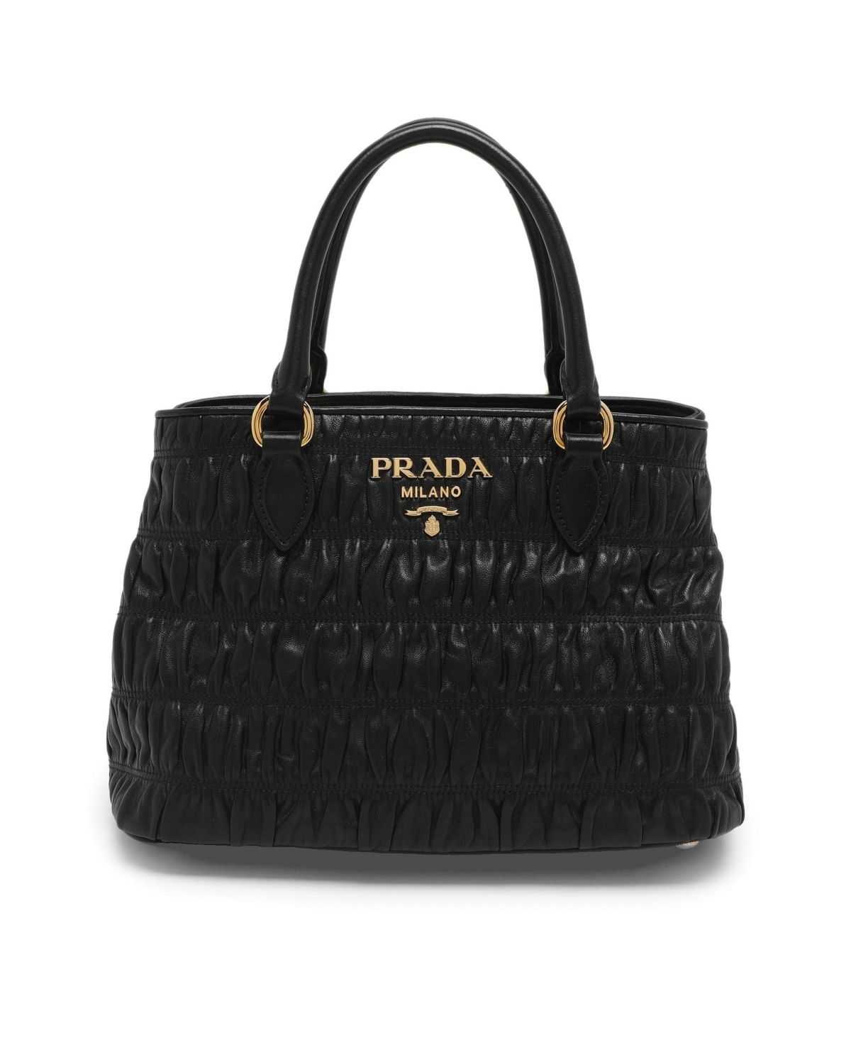 Pre-Owned Prada Women's Gaufre Ruched Nappa Leather Tote Bag