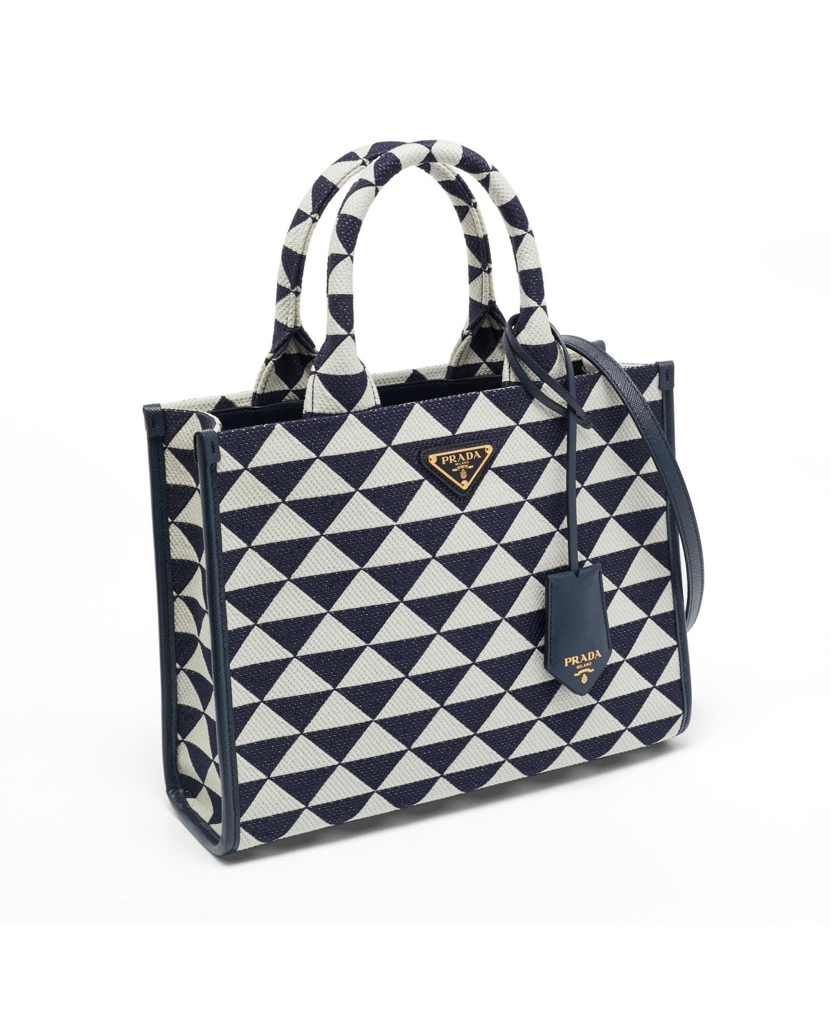 Pre-Owned Prada Women's Symbole Small Triangle Jacquard Tote