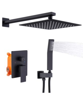 10 Inch Matte Rainfall Shower System Wall Mounted with Handheld Shower Faucet and Brass Valve Rough In