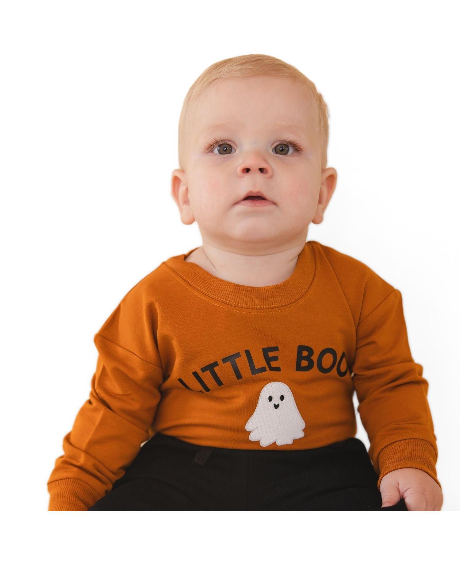 Baby Boys' Boo Patch Long Sleeve Halloween Romper