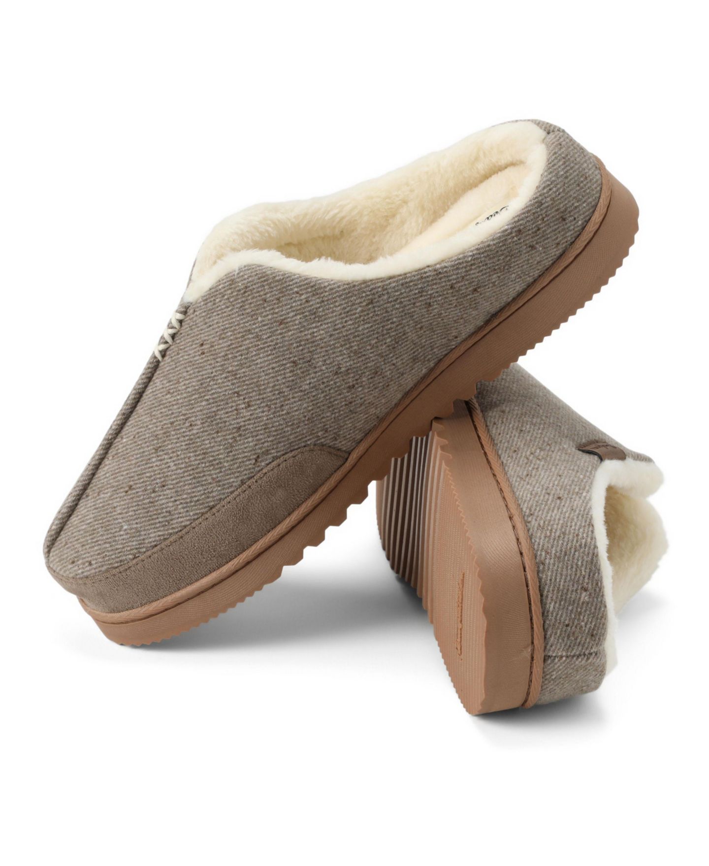 Мужские сабо Dearfoams Aldan Indoor-Outdoor Round Toe Clog Slippers, цвет: Серо-бежевый — фото 7