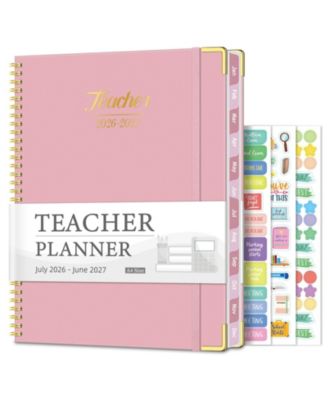Academic Year Teacher Planner Lesson Plan Book Spiral Hardcover Calendar Checklists Stickers