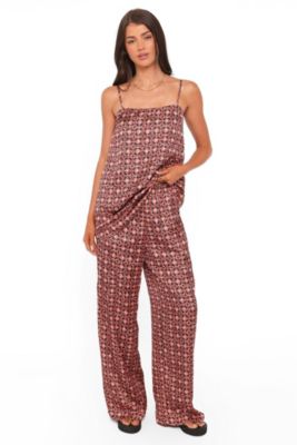 Women's Lexi Elastic-Waist Wide-Leg Geometric-Print Pants