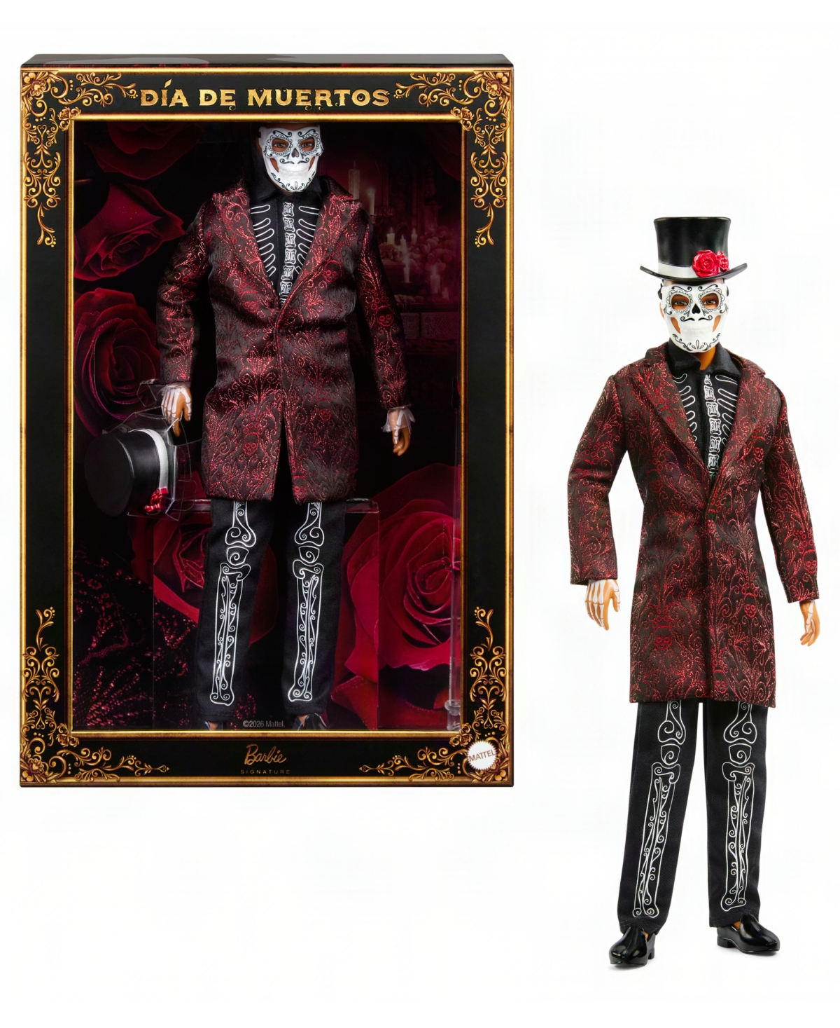 Barbie Kids' 2026 Dia De Muertos Ken Fully Articulated Collectible Fashion Doll With Removable Mask And Hat, Ages In Multi