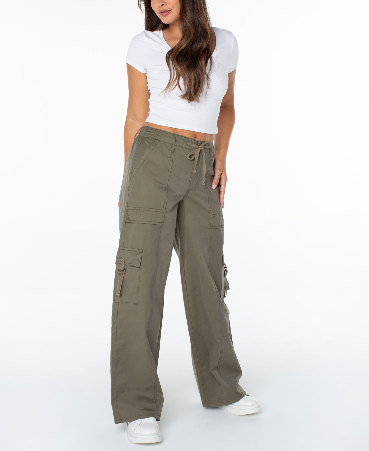 Juniors' Butter Twill Wide-Leg Cargo Pants