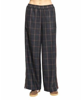 Women's Lyla Plaid Wide-Leg Pull-On Trousers