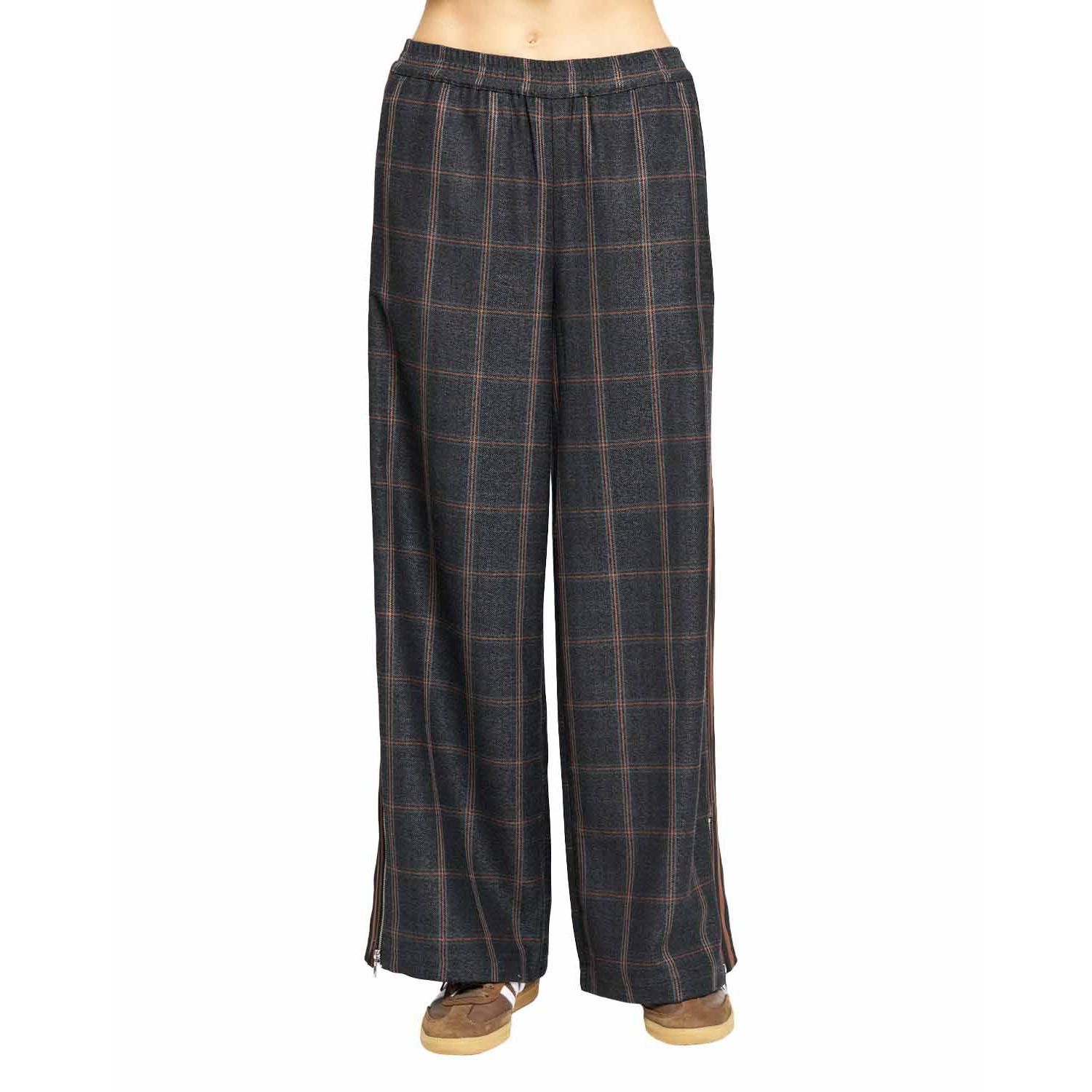 Women's Lyla Plaid Wide-Leg Pull-On Trousers