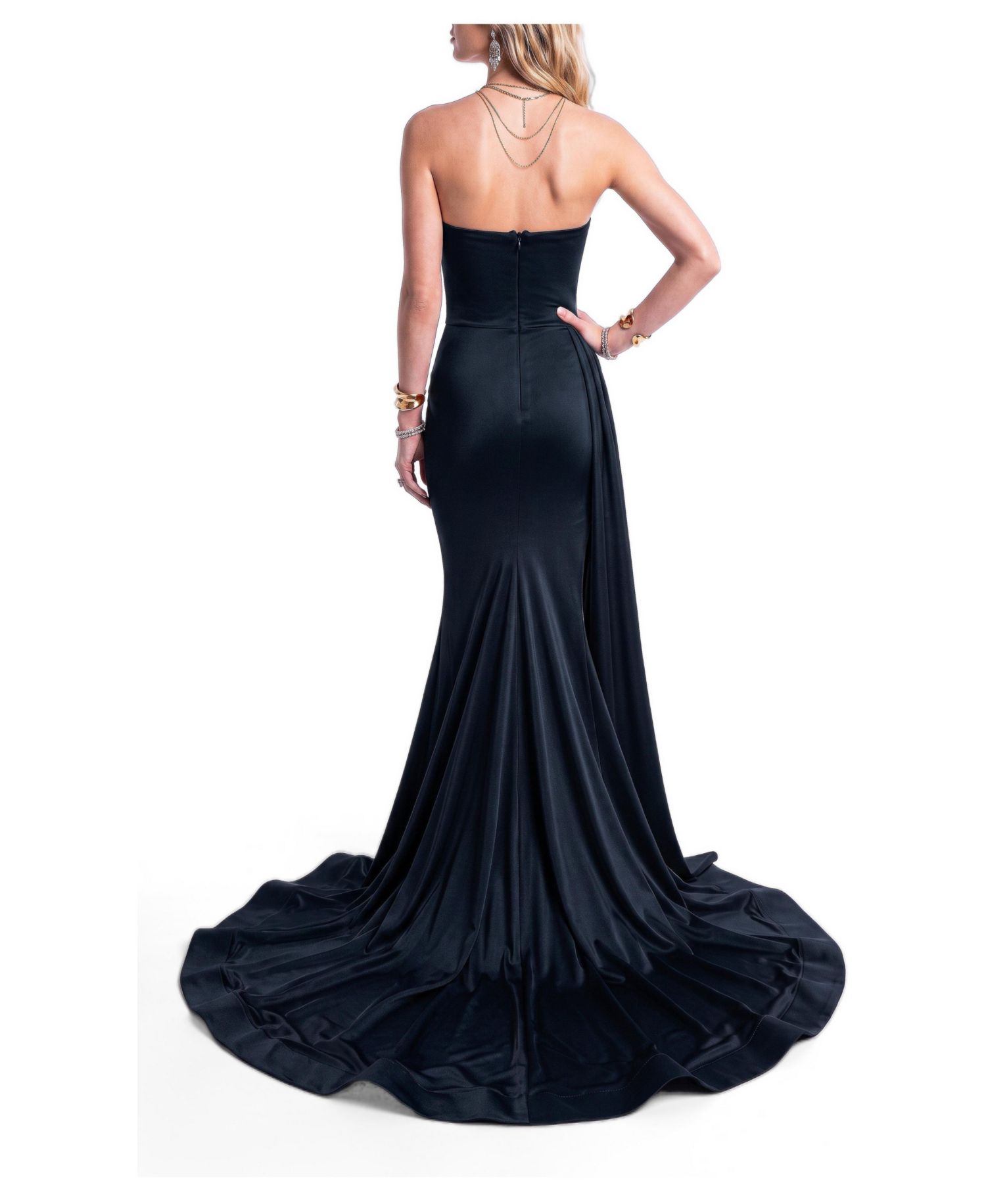 Women's Ruched Mermaid Side-Drape Gown