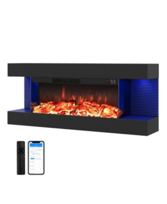 26Inch 3 Sided Wall Mount Electric Fireplace with 40Inch Floating Mantel and 12 Flame