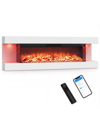 36 Inch 3 Sided Wall Mount Electric Fireplace with 40 Inch Floating Mantel and 12 Flame