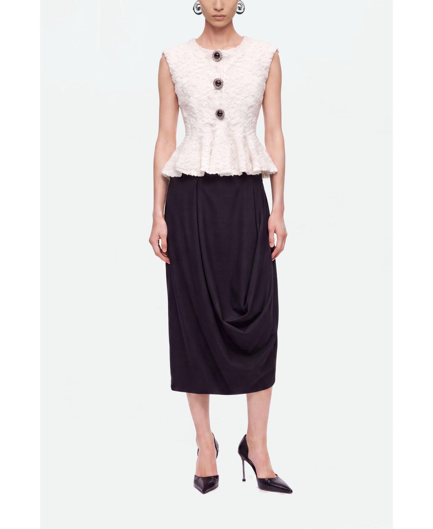 Women's Draped Pleat Detail Midi Skirt