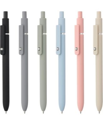 6 Pack Retractable Gel Pens, 0.5mm Fine Point Black Ink, Quick Dry Smooth Writing Pens for School Office