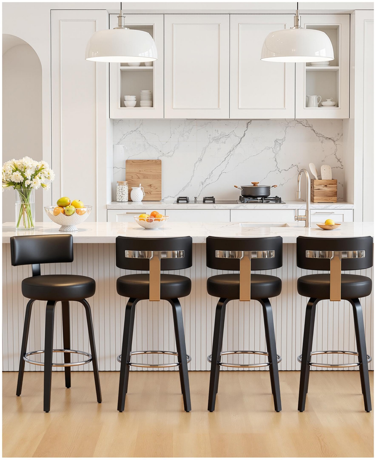 Bekrvio 26" Mid-Century Swivel Bar Height Stools