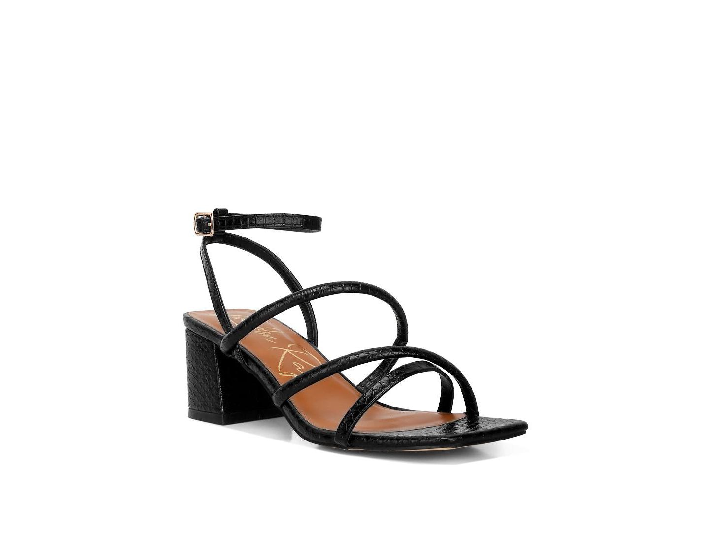 Женские сандалии London Rag Right pose faux leather block heel, цвет: Чёрный — фото 9