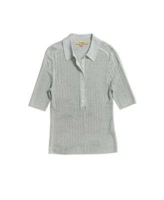 Women's Polo-Neck Ribbed Polo Shirt