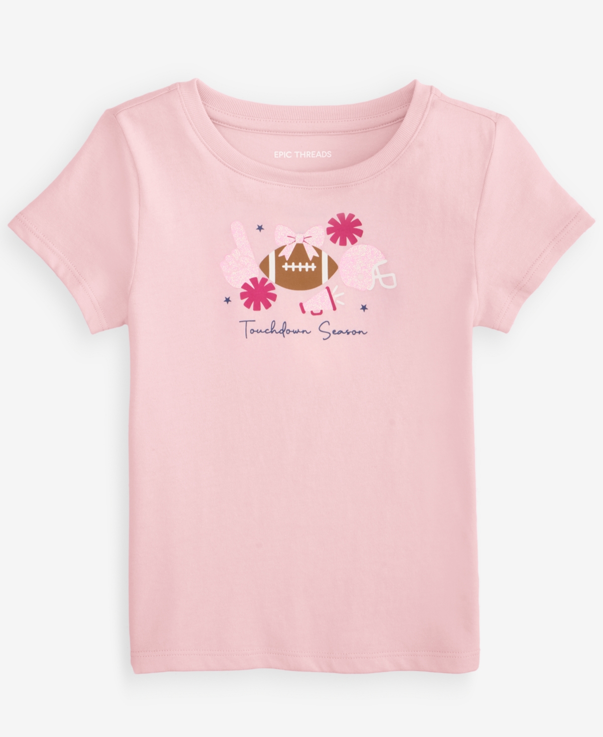 Epic Threads Babies' Toddler Girls' 12m-5t Short-sleeve Touchdown Season Football T-shirt, Macy's Exclusive In Pink Polish