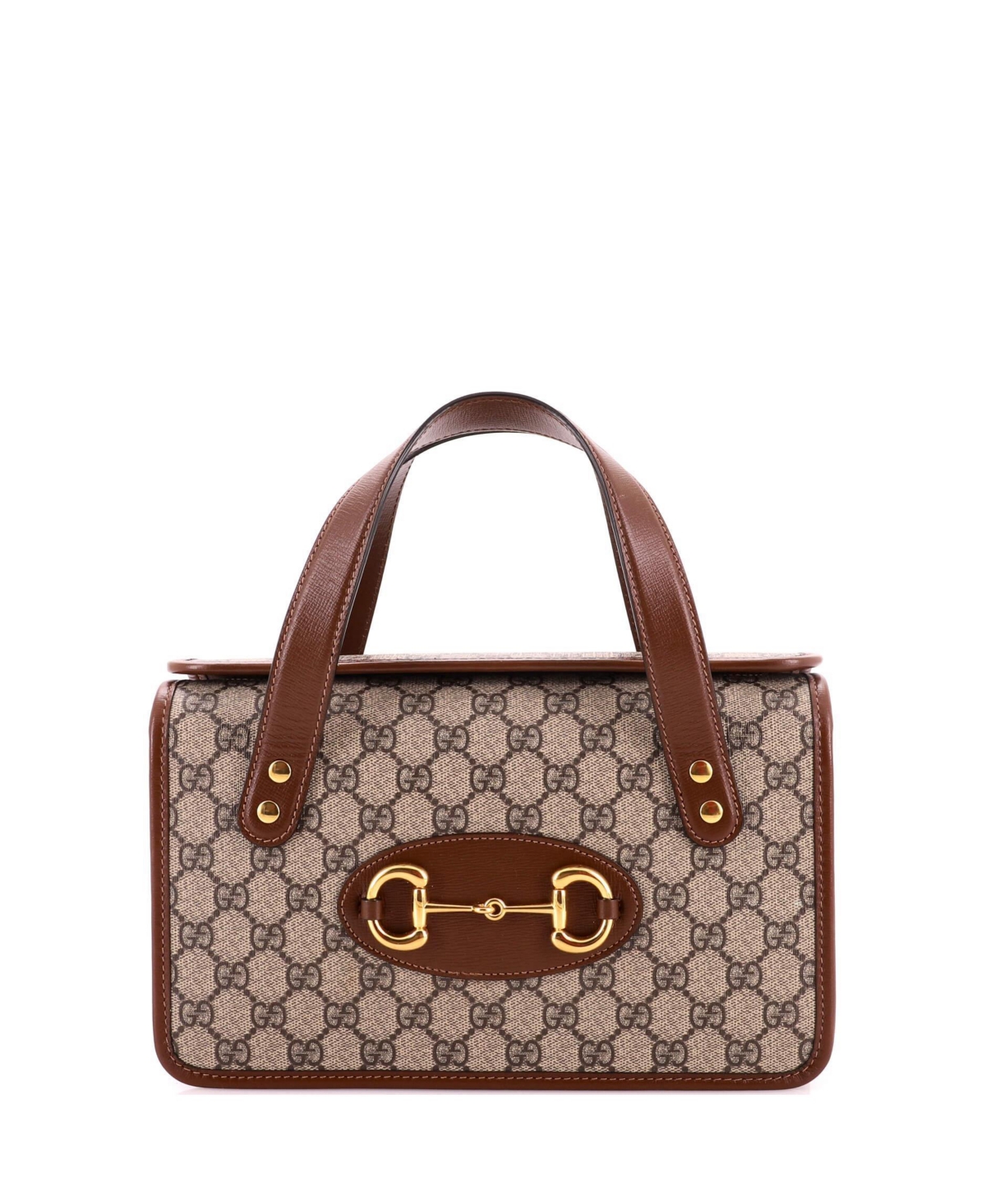 Pre-Owned Gucci Small Horsebit 1955 Boston Bag Gg Coated Canvas - Brown