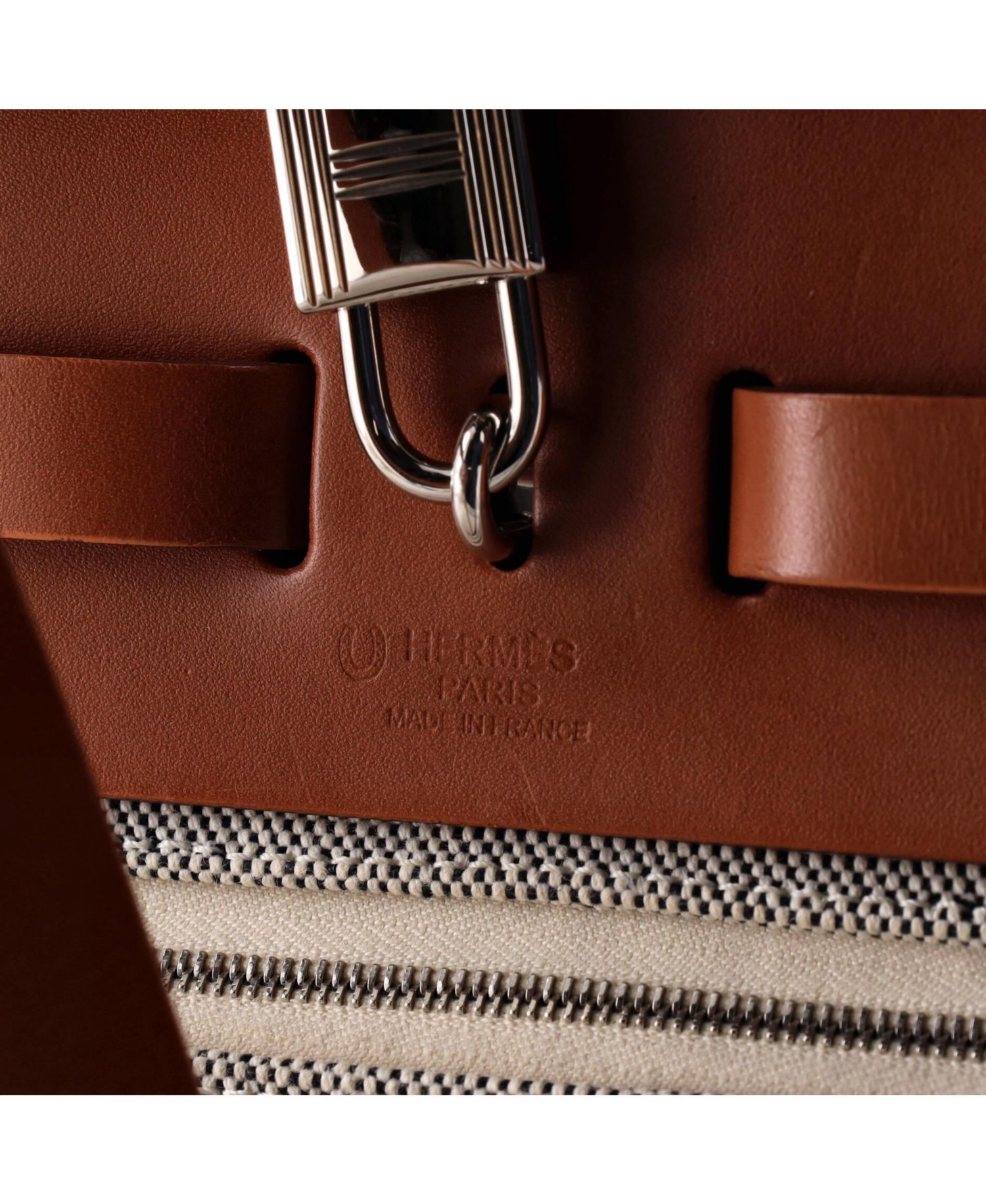 Pre-Owned HERMES Pre-Owned Hermes 31 Herbag Zip Criss Viking Toile and Leather