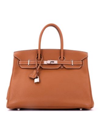 Pre-Owned HERMES Pre-Owned Hermes Birkin 35 Handbag Brown Togo with Palladium Hardware