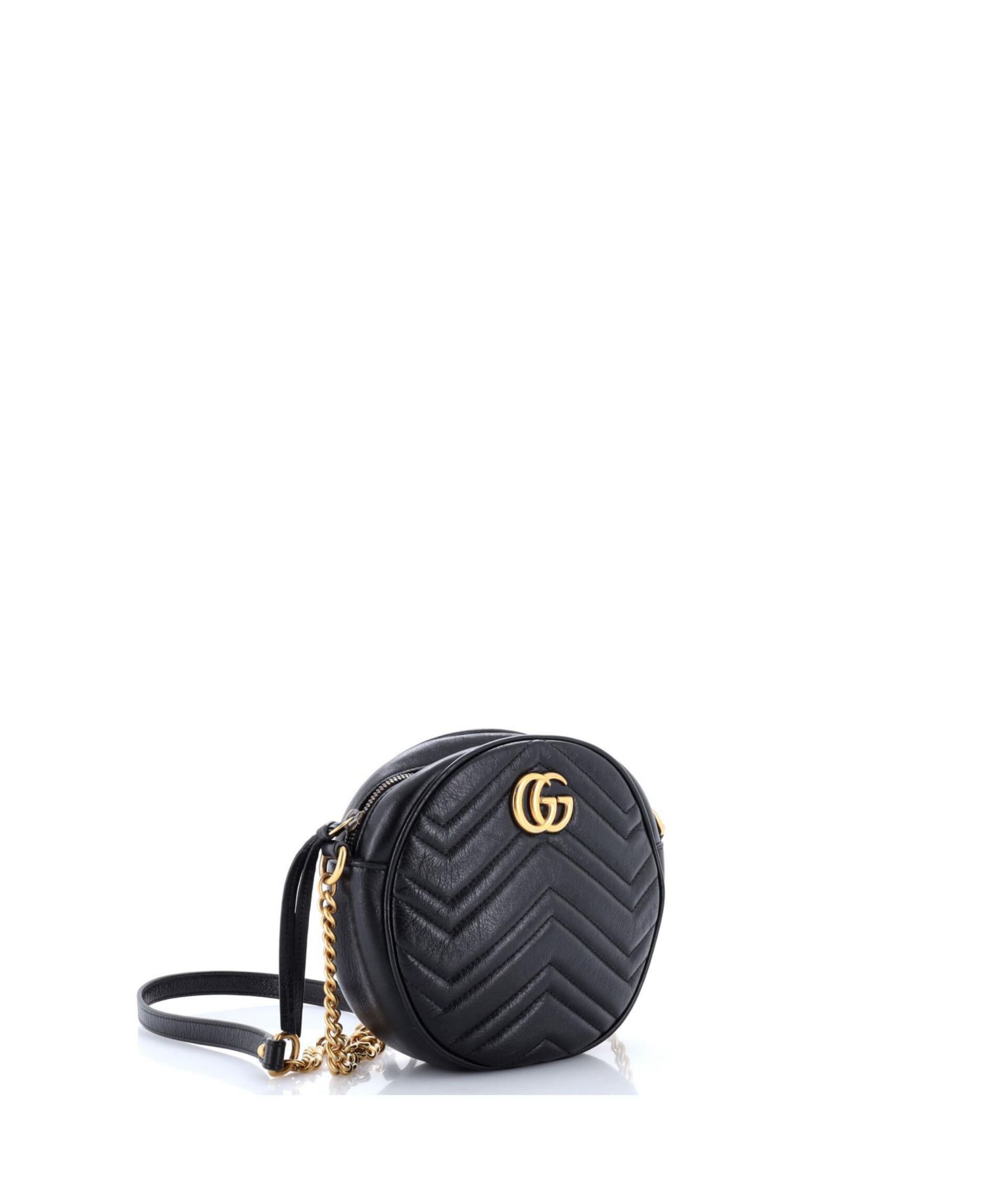 Mini Round Leather GG Marmont Shoulder Bag