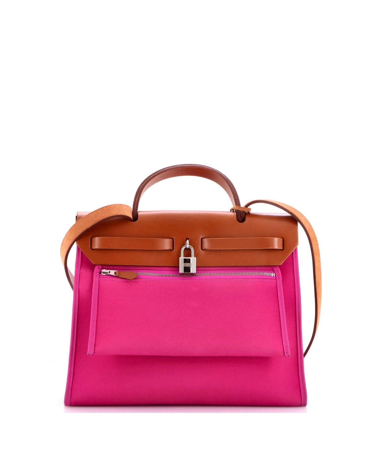 Pre-Owned Hermes 31 Herbag Zip Leather and Toile