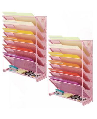 Wall File Organizer 5 Vertical Pockets Metal Wall Mounted Holder