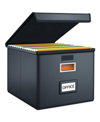 Collapsible Linen File Organizer Box With Lid Hanging Folder Storage